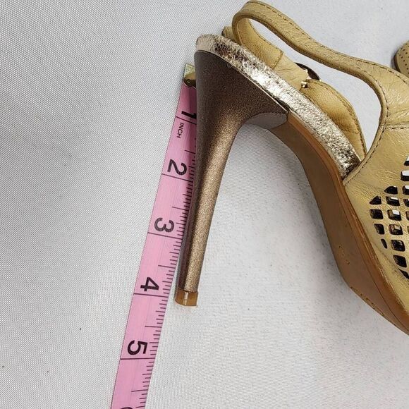 Poppy Size 5.5 Women's Leather Vintage Perforated Slingback Pointed Toe Pump Hee - Picture 11 of 11